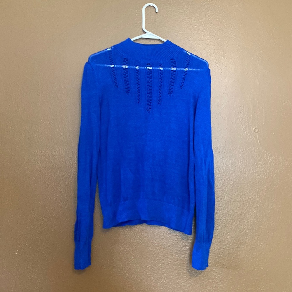 Free People M knit azure blue sweater